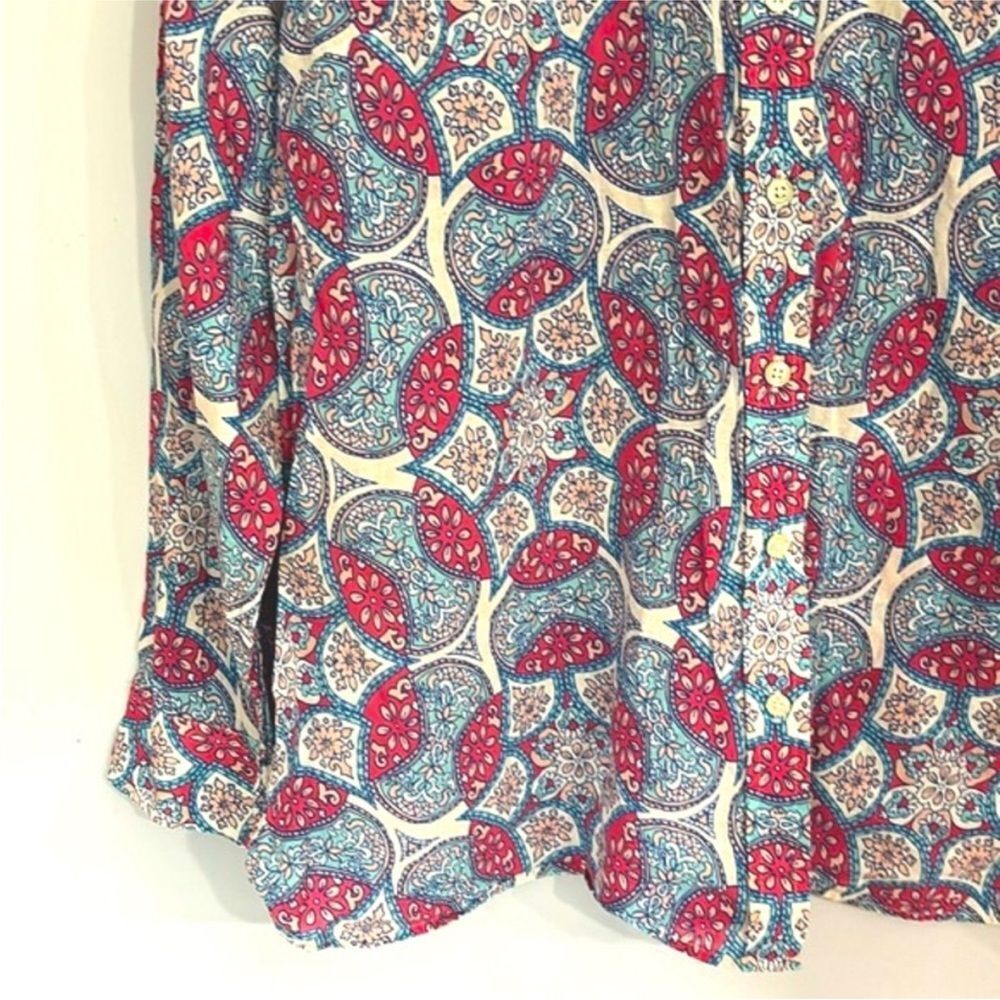 Talbots Garden Medallion Women’s Pink Blue Button Down Dress Shirt XLp Petite - Picture 7 of 16